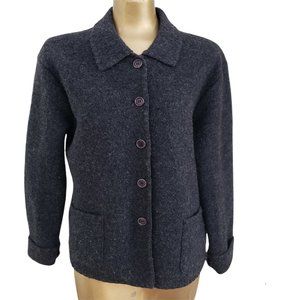 Talbot's 100% Soft Wool Gray Button Front  Long Sleeve Shaket Size M